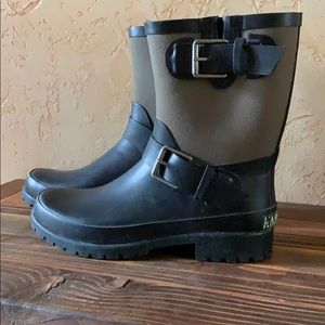 Ralph Lauren Mora II Rainboot Size 7B KHAKI/BLACK